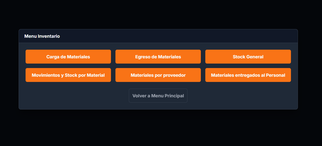 Opciones del Menú de Inventario